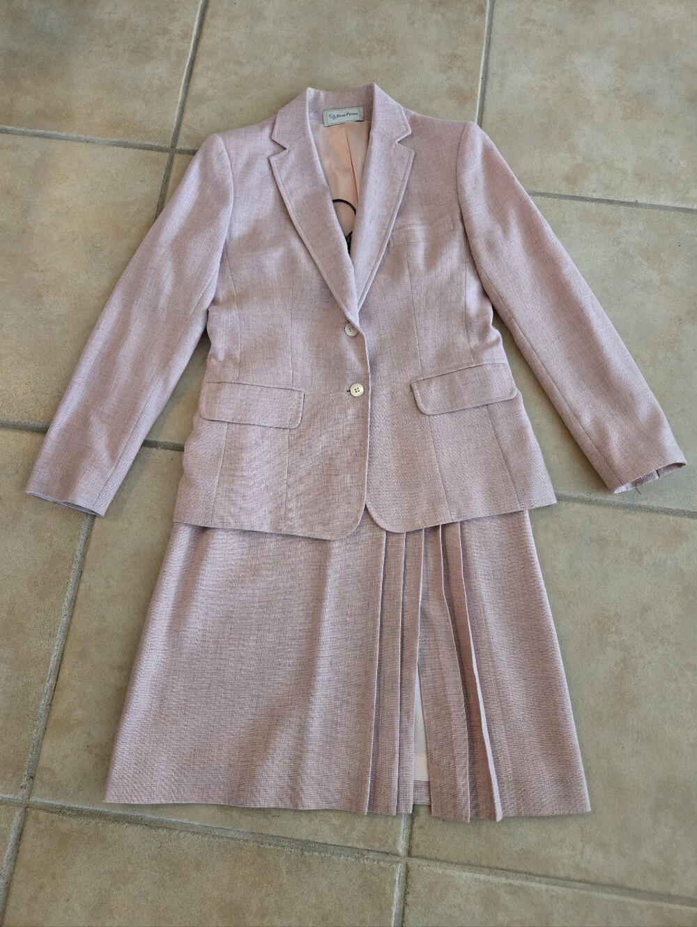 Vintage EVAN PICONE Pink 2 Piece Lined Suit Skirt & Jacket Size 6 Made USA